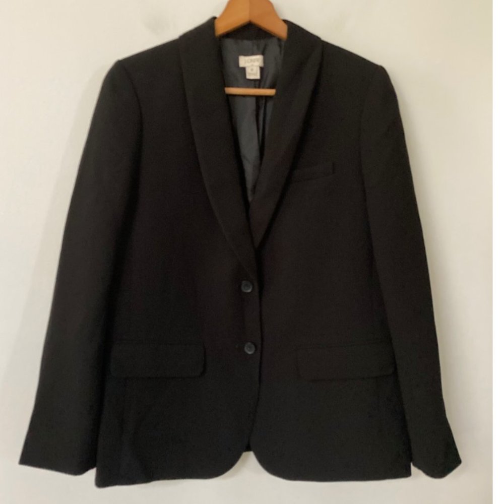 J. Crew Crepe Blazer Career Two Button Black - Picture 2 of 9